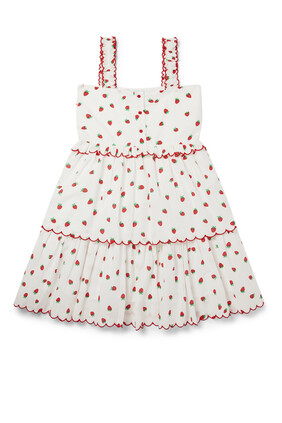 Strawberry Print Jacquard Dress